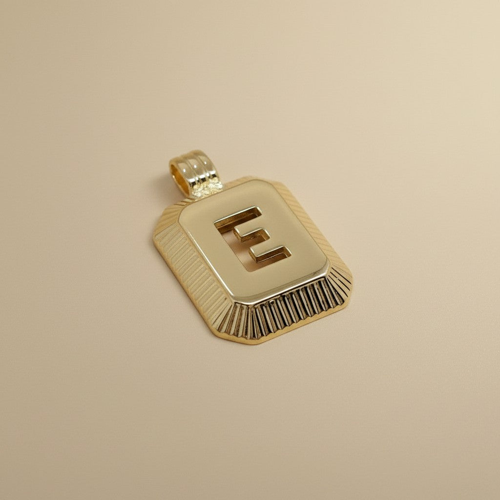 18k Gold Filled Diamond-Cut Initial Pendant — Your Letter. Your Name. Worn in Gold.