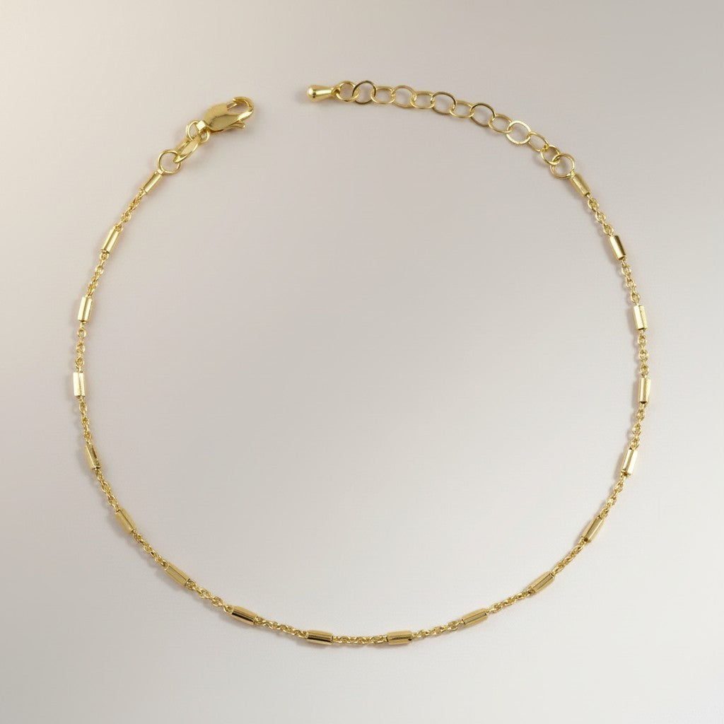 18k Gold Filled Tube Bead Anklet — The Finishing Touch You Didn't Know You Were Missing