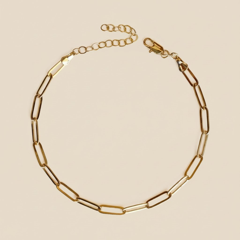 18k Gold Filled Classic Paperclip Chain Anklet | Effortless Ankle Style
