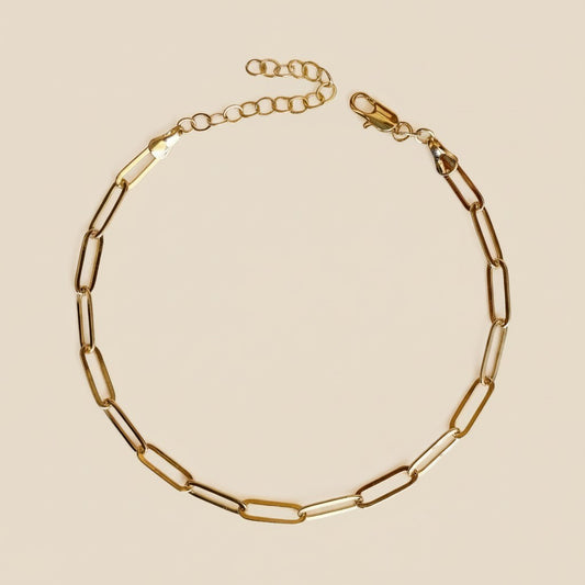 18k Gold Filled Classic Paperclip Chain Anklet | Effortless Ankle Style