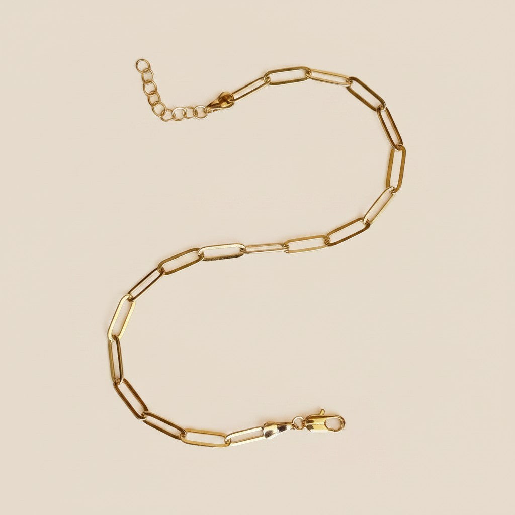 18k Gold Filled Classic Paperclip Chain Anklet | Effortless Ankle Style