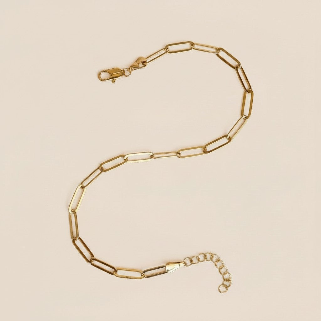 18k Gold Filled Classic Paperclip Chain Anklet | Effortless Ankle Style