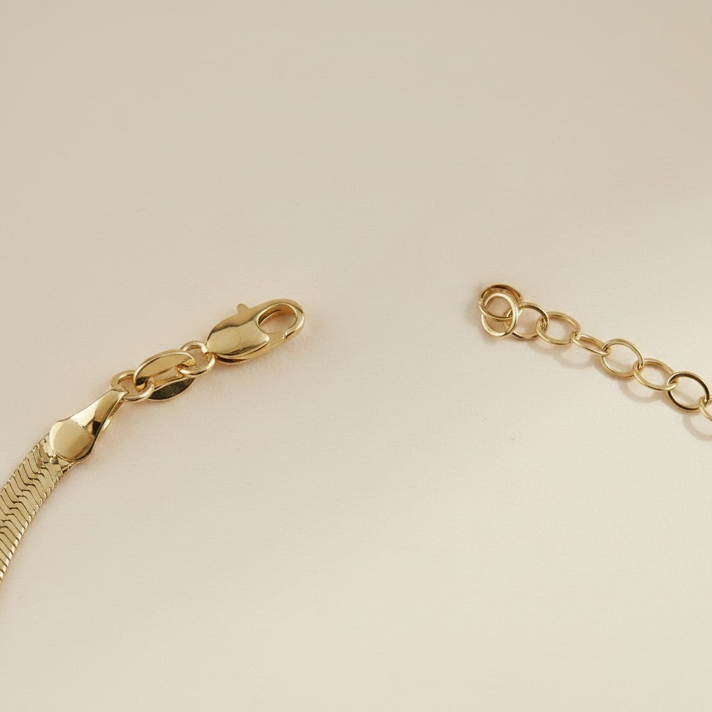 18k Gold Filled Herringbone Chain Anklet | Sophisticated Summer Essential