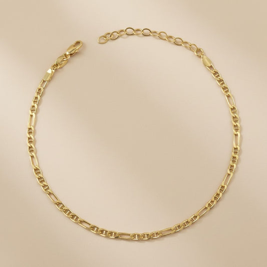 18k Gold Filled Figarucci Anklet | Figaro Mariner Chain