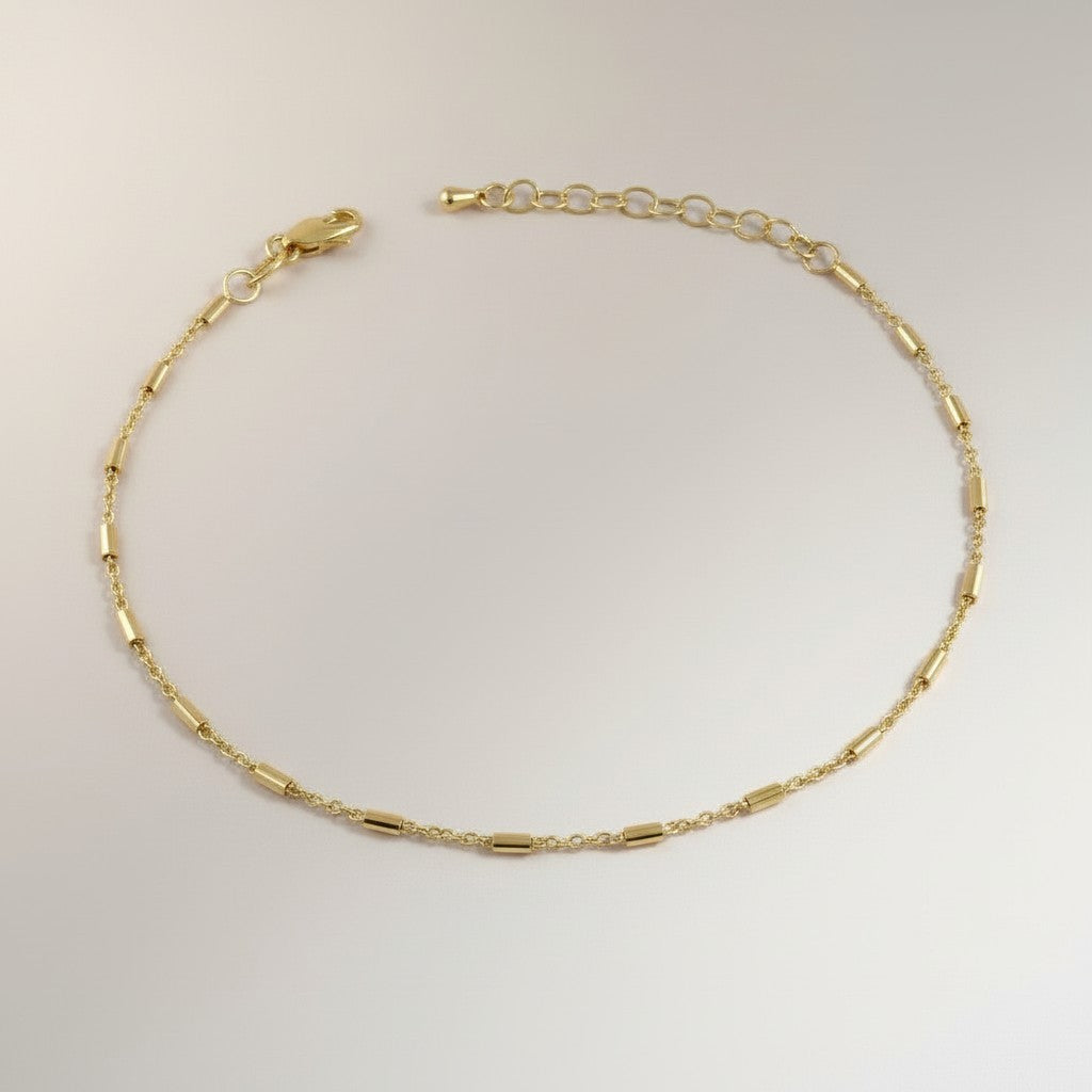 18k Gold Filled Tube Bead Anklet — The Finishing Touch You Didn't Know You Were Missing