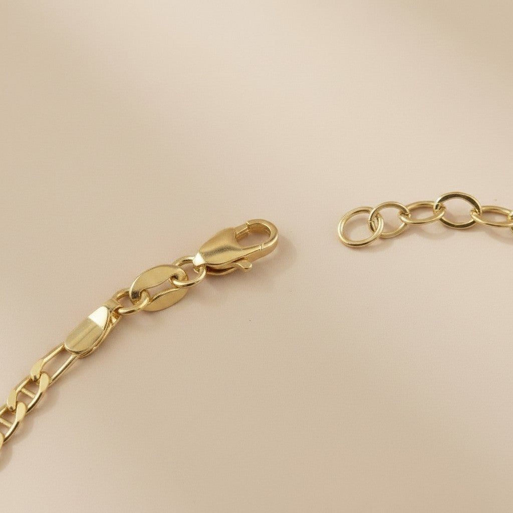 18k Gold Filled Figarucci Anklet | Figaro Mariner Chain