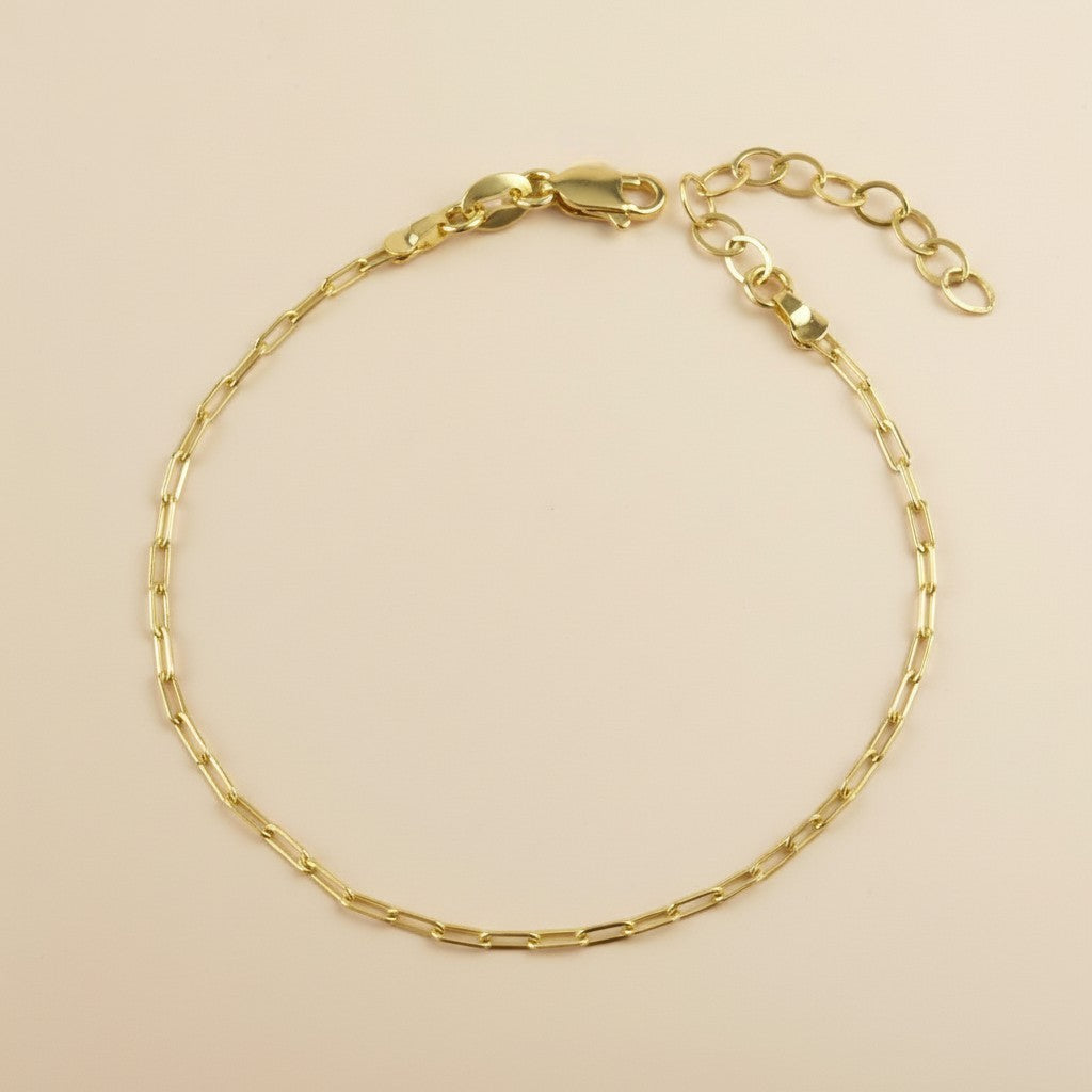 18K Gold Filled Mini Paperclip Chain Bracelet
