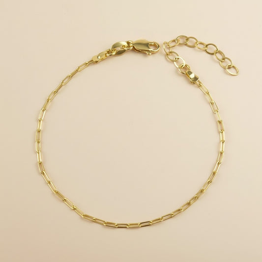 18K Gold Filled Mini Paperclip Chain Bracelet