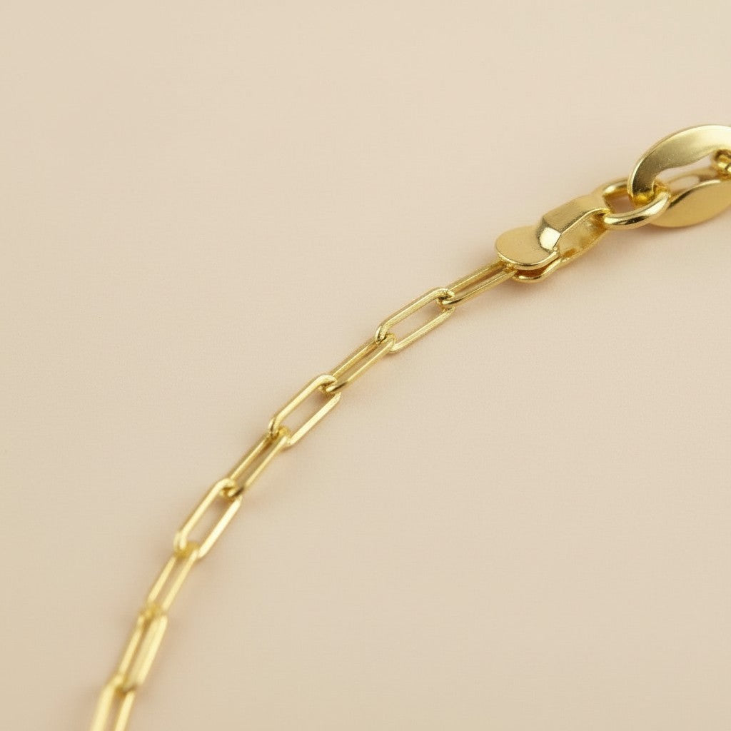 18K Gold Filled Mini Paperclip Chain Bracelet