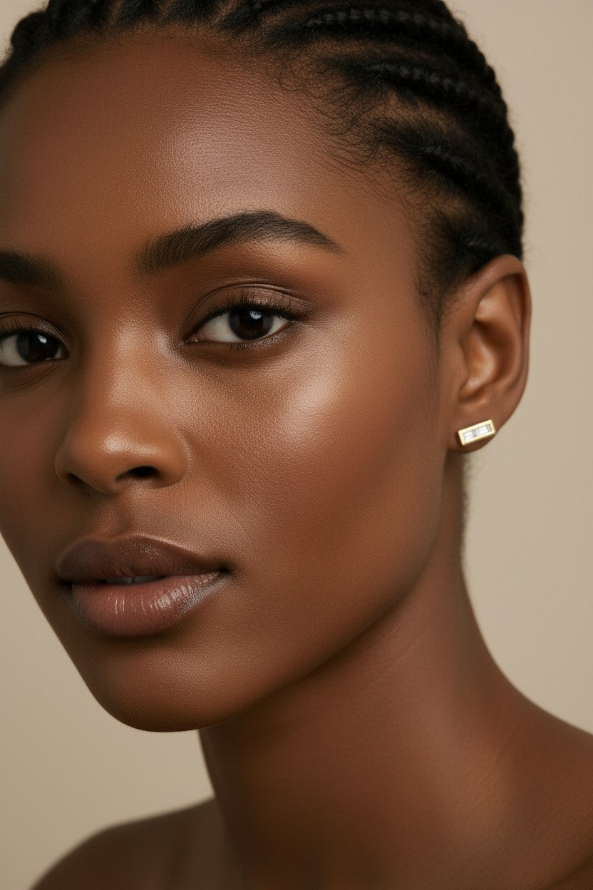 ✨ 18k Gold Filled Split Baguette Stud Earrings — An Angle That Changes Everything. Three Colors.
