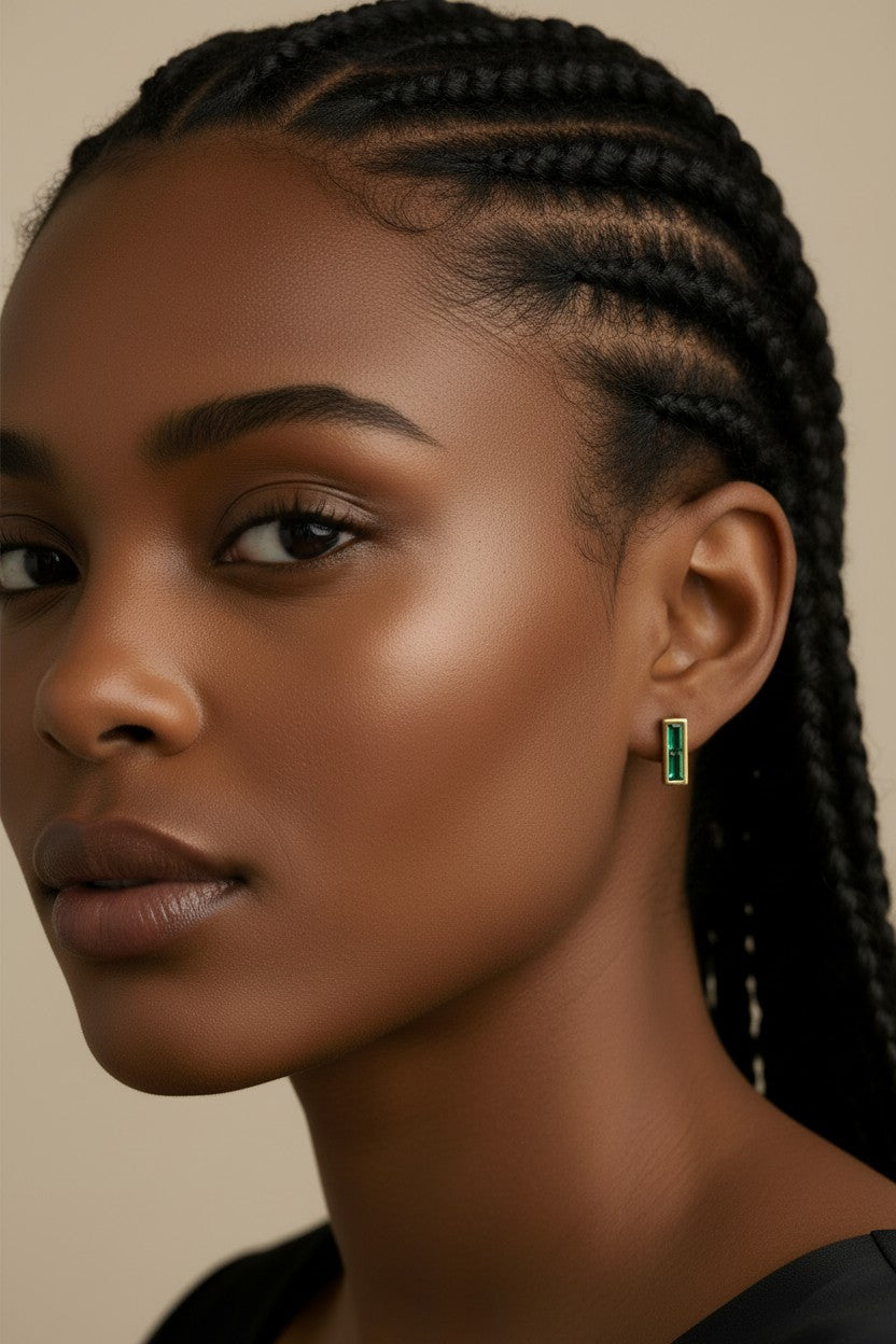✨ 18k Gold Filled Split Baguette Stud Earrings — An Angle That Changes Everything. Three Colors.