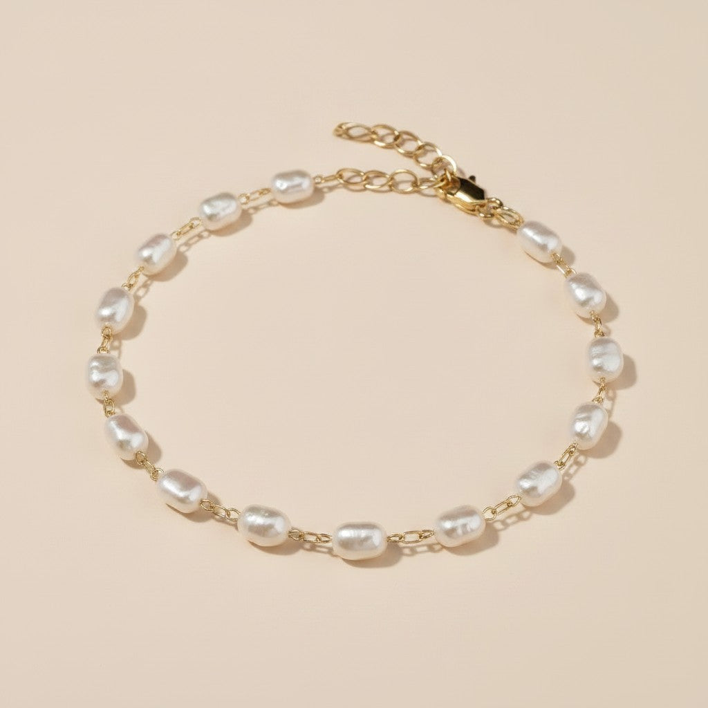 🤍 18k Gold Filled Baroque Pearl Bracelet — Each Pearl Its Own Moment. The Wrist, Considered