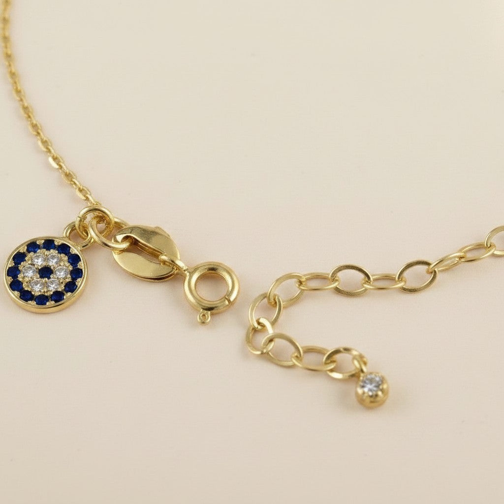 🧿 18k Gold Filled Evil Eye CZ Charm Bracelet