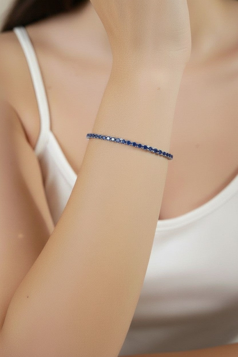 💙 18k Gold Filled Royal Blue CZ Tennis Bracelet — A Continuous Line of Vivid Color.