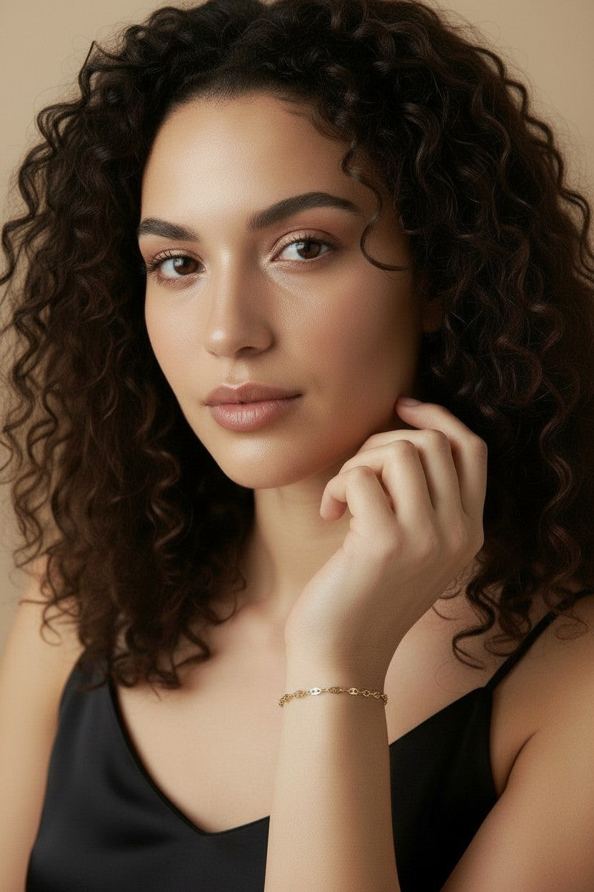 ✨ 18k Gold Filled Mini Puffy Link Bracelet — Plump Links. Warm Gold. The Most Luxurious Small Detail at the Wrist.