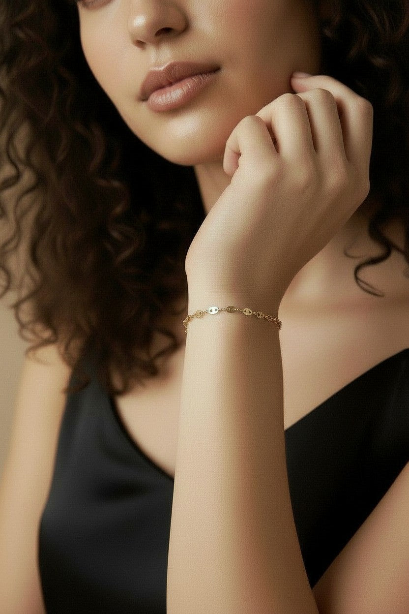 ✨ 18k Gold Filled Mini Puffy Link Bracelet — Plump Links. Warm Gold. The Most Luxurious Small Detail at the Wrist.