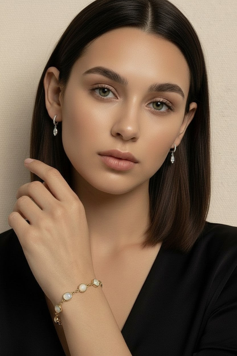 18k Gold Filled Rounded Opal Bracelet | Trendy Summer Statement