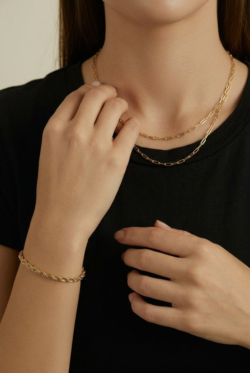 18k Gold Filled Mini Paperclip Chain Necklace | Delicate Everyday Style