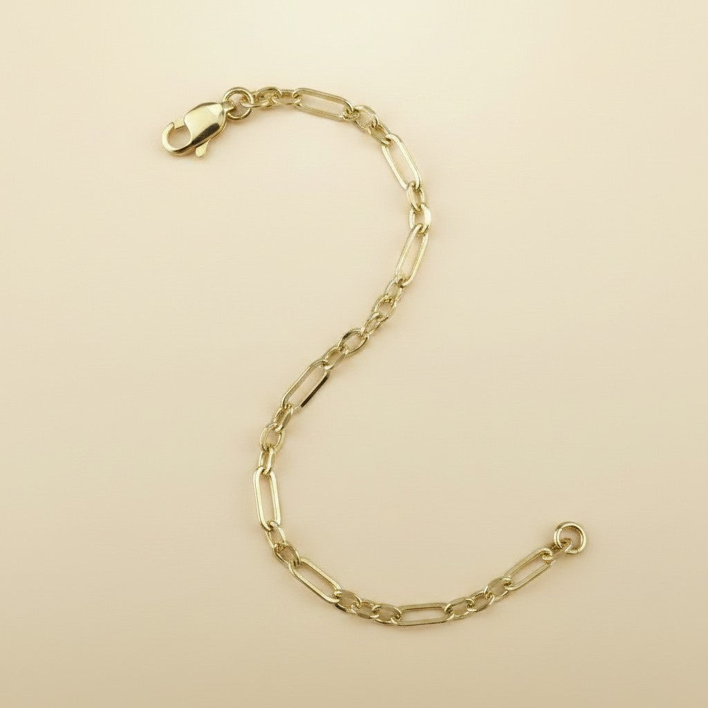 18K Gold Filled 3x1 Alternated Paperclip Bracelet