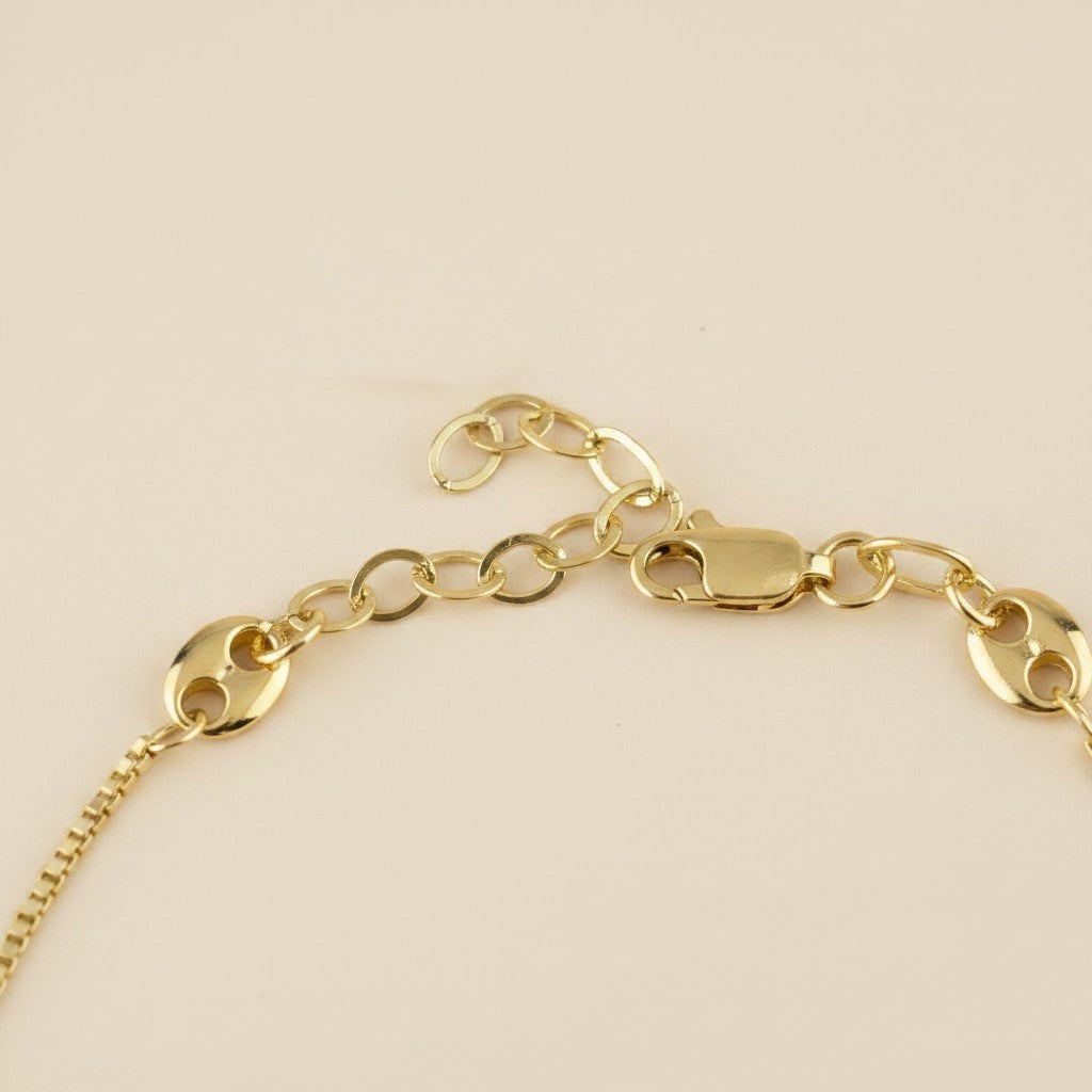 18k Gold Filled Fancy Box Chain Bracelet | Sophisticated Dimensional Texture
