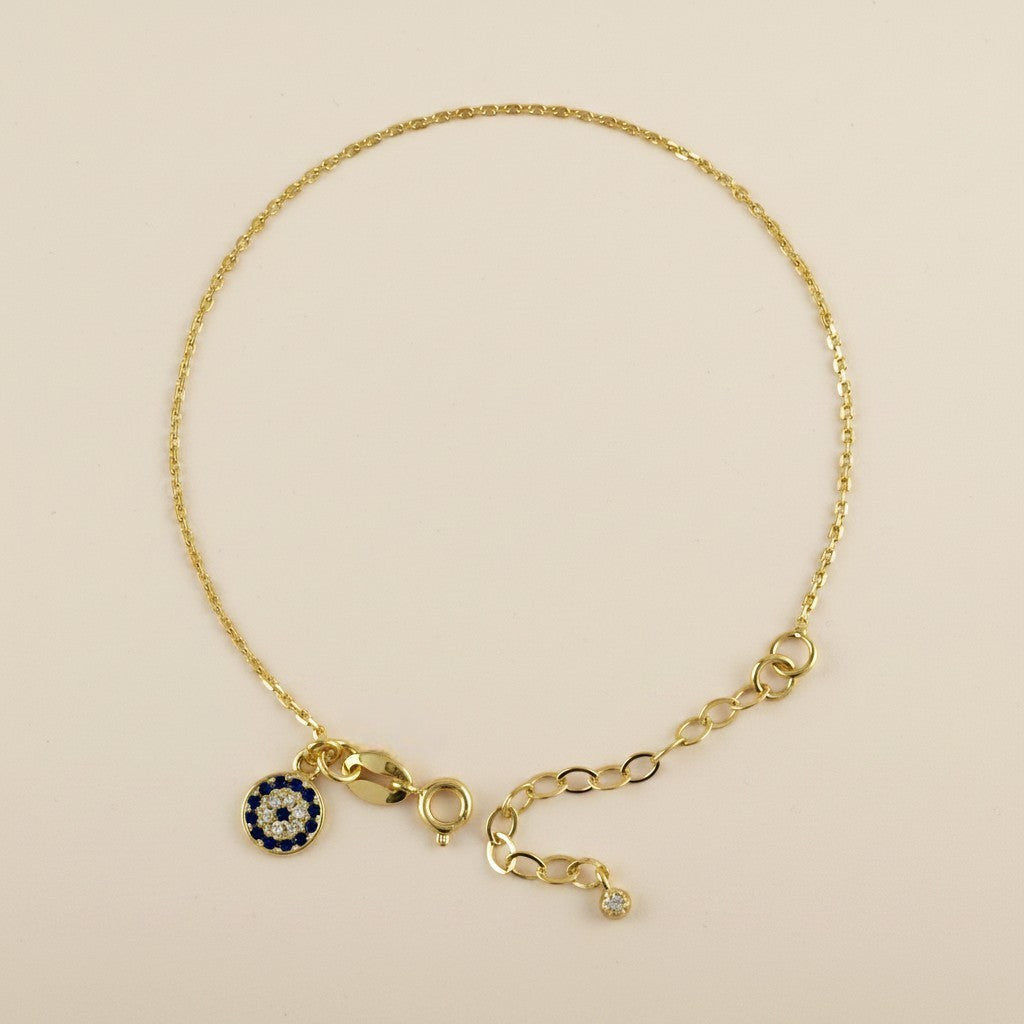 🧿 18k Gold Filled Evil Eye CZ Charm Bracelet