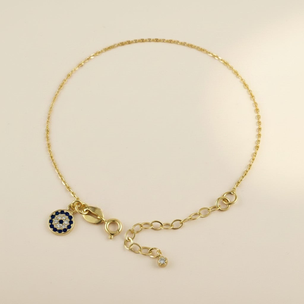 🧿 18k Gold Filled Evil Eye CZ Charm Bracelet