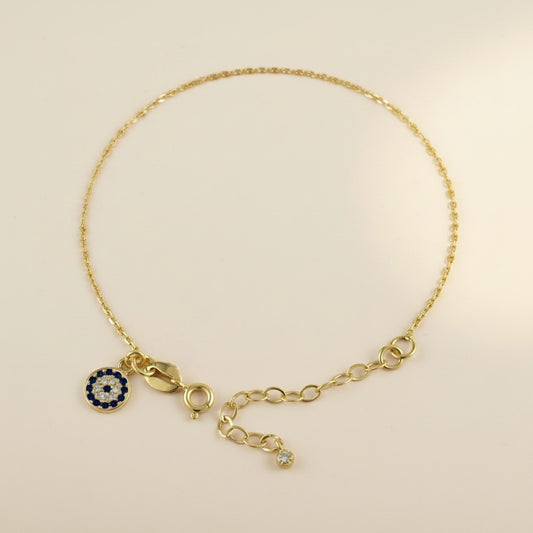 🧿 18k Gold Filled Evil Eye CZ Charm Bracelet