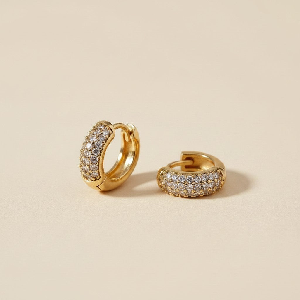 18k Gold Filled CZ Huggie Earrings | Classic Sparkle, Everyday Shine