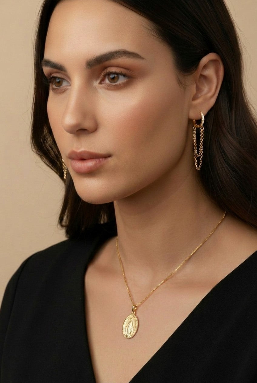 18k Gold Filled Double-Sided Lady of Grace Medal Pendant | Faith Meets Fashion