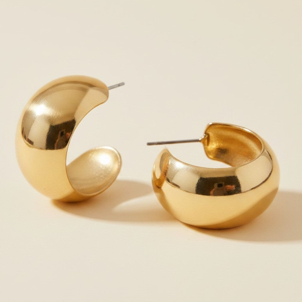 18k Gold Filled Rounded C-Hoop Earrings | Bold Yet Delicate Statement