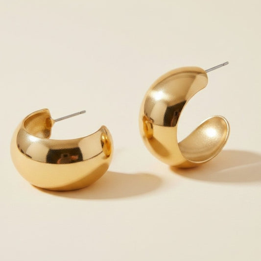18k Gold Filled Rounded C-Hoop Earrings | Bold Yet Delicate Statement