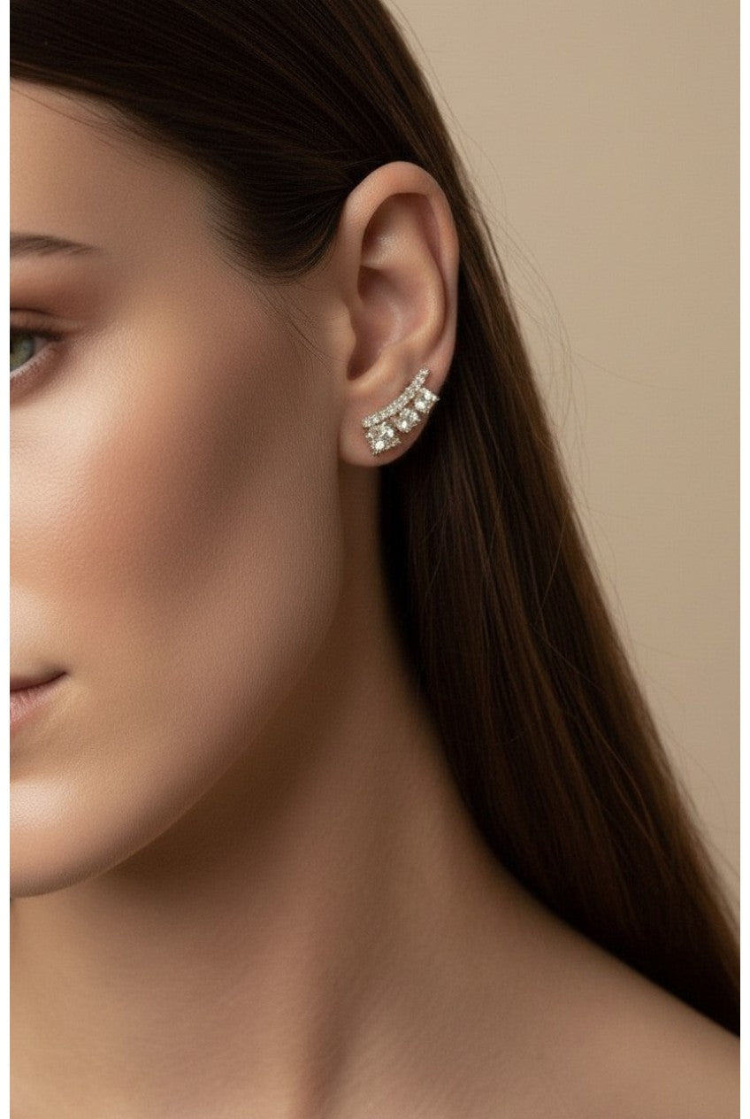 18k Gold Filled Triple Stone Ear Climber Earrings | True Craftsmanship