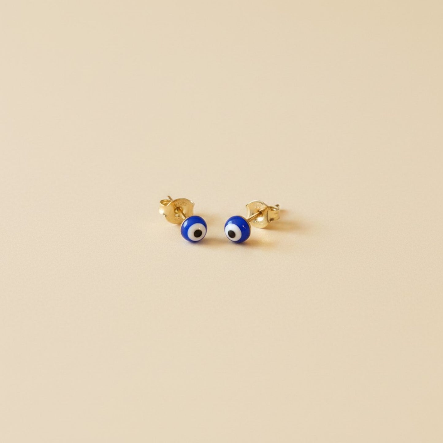 18k Gold Filled Evil Eye Stud Earrings | 4mm Blue Enamel, Bigger &amp; Bolder