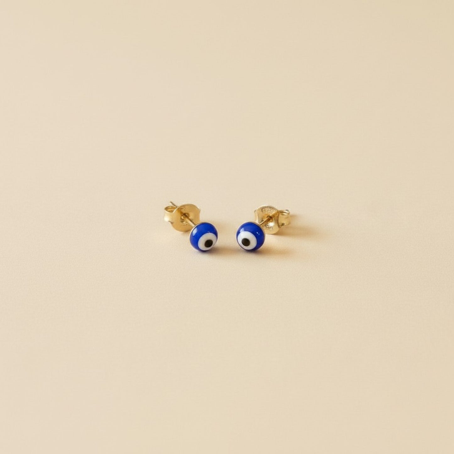 18k Gold Filled Evil Eye Stud Earrings | 4mm Blue Enamel, Bigger &amp; Bolder