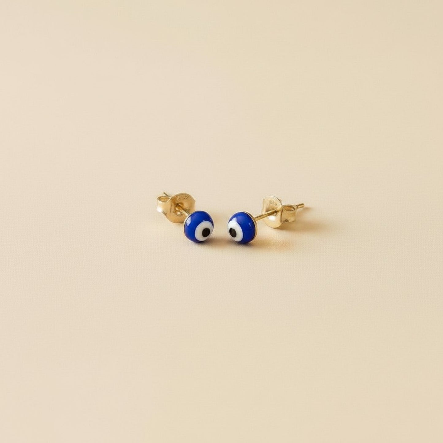 18k Gold Filled Evil Eye Stud Earrings | 4mm Blue Enamel, Bigger &amp; Bolder