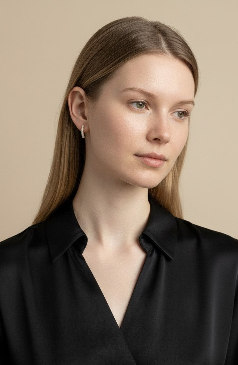 18k Gold Filled CZ Line Stud Earrings | Elegant Simplicity, Refined Sparkle