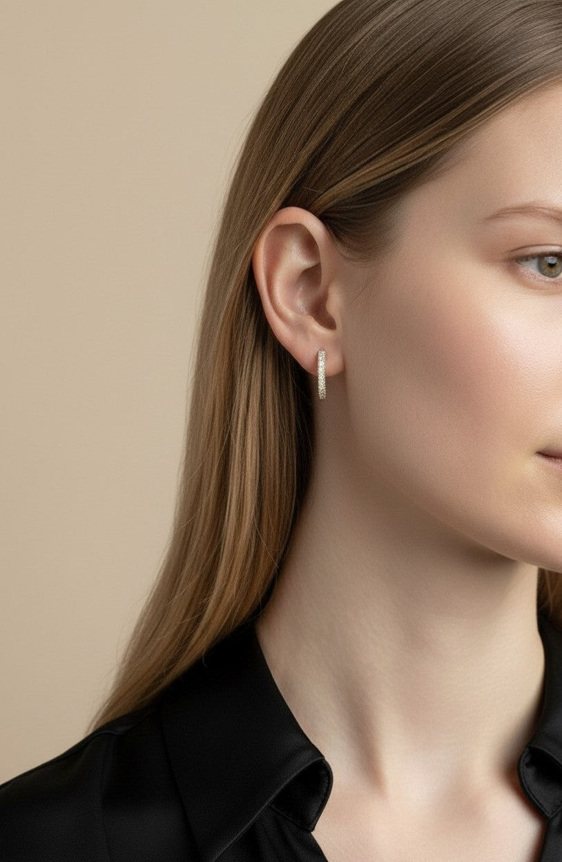 18k Gold Filled CZ Line Stud Earrings | Elegant Simplicity, Refined Sparkle