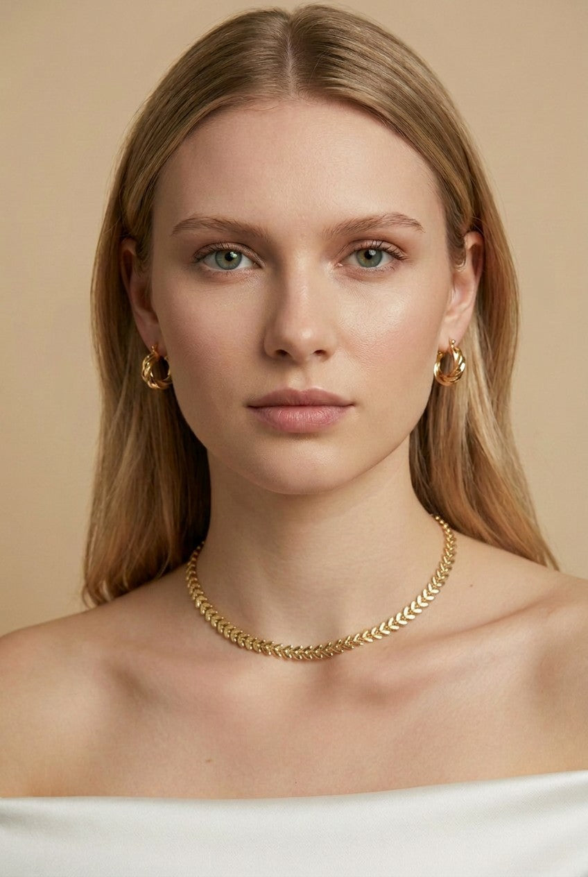 18k Gold Filled Leaf Choker Necklace | Layer-Ready Everyday Style
