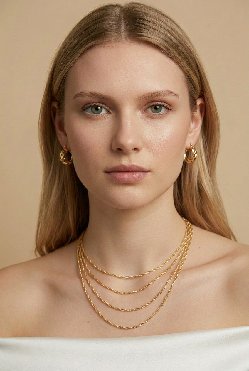 18k Gold Filled 1.7mm Singapore Chain Necklace | Classic Elegance