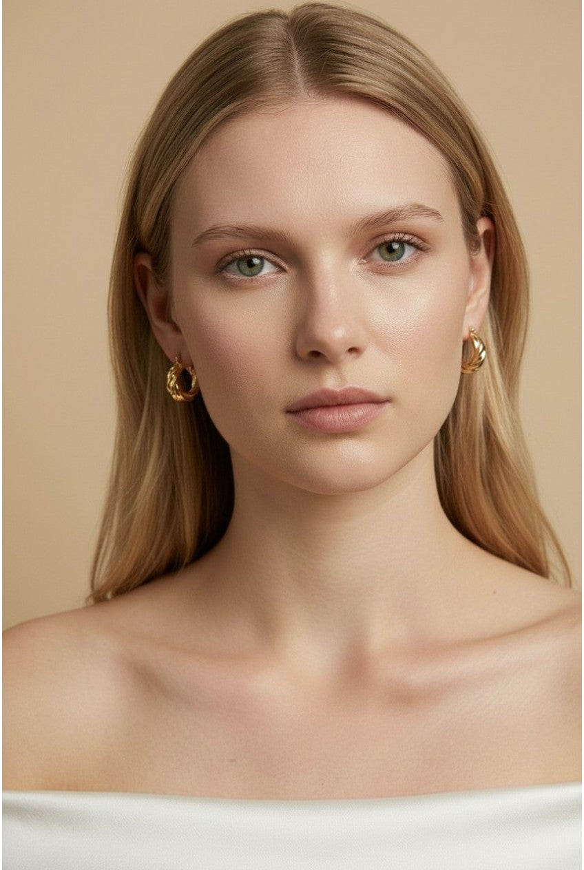 18k Gold Filled Twisted Hoop Earrings | Italian-Inspired Design