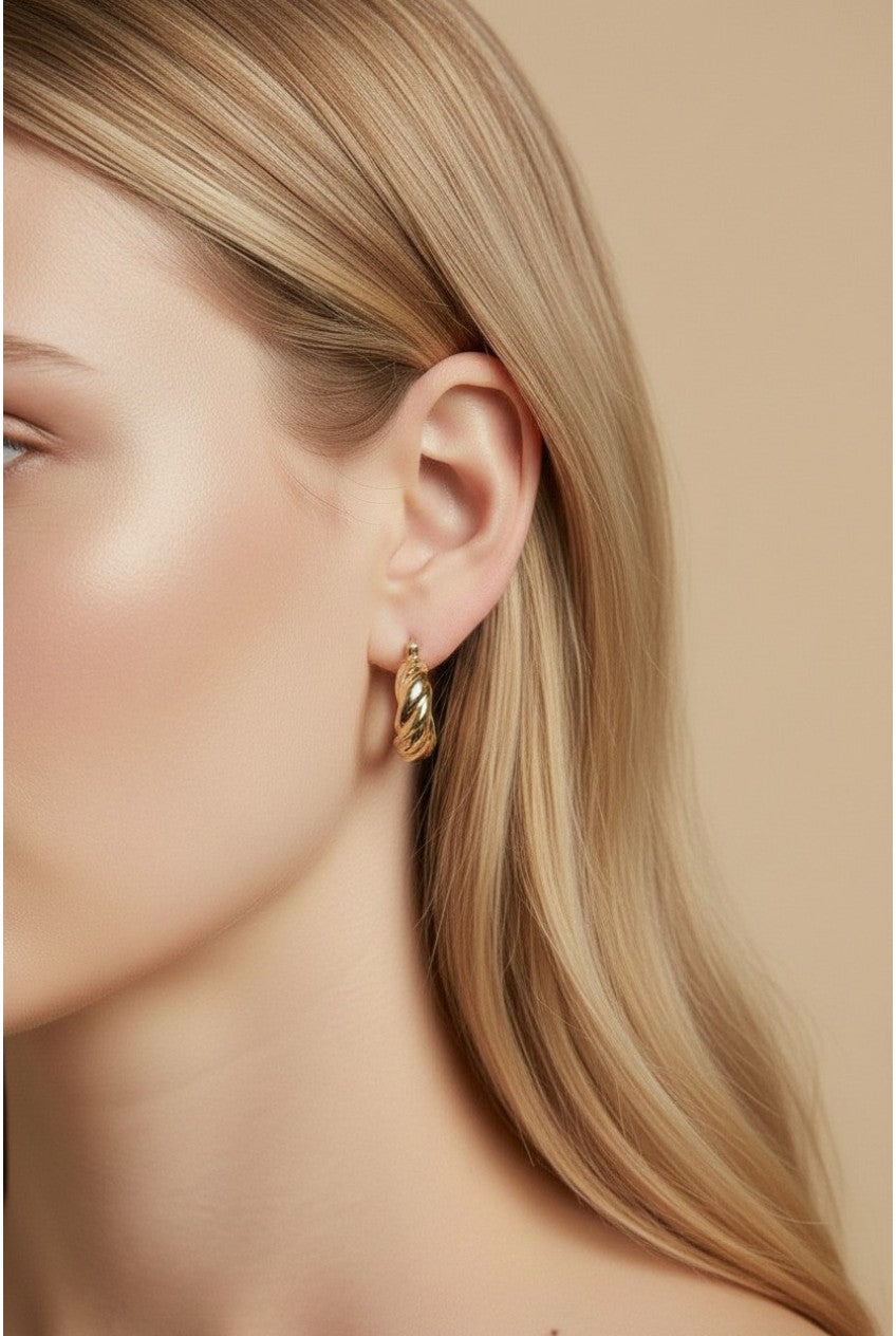 18k Gold Filled Twisted Hoop Earrings | Italian-Inspired Design