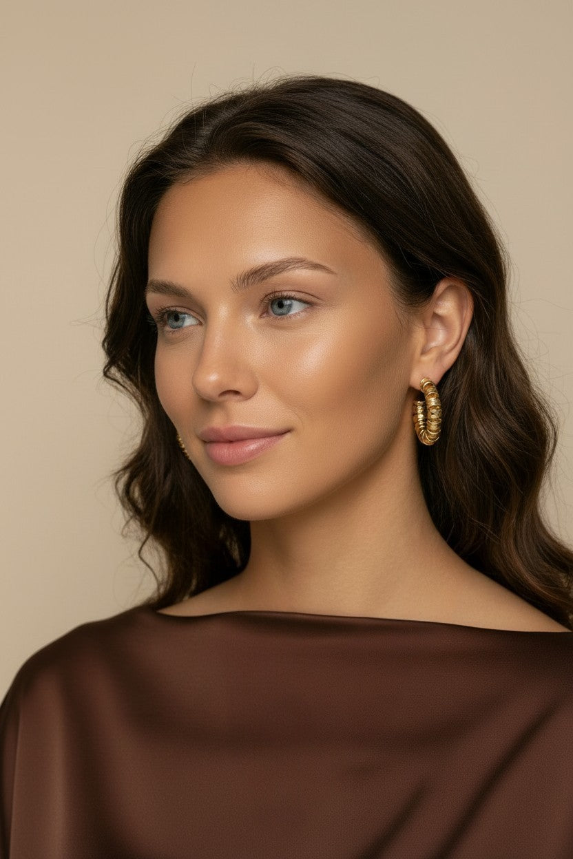 18k Gold Filled Large Curly C-Hoop Earrings | Timeless & Treasured