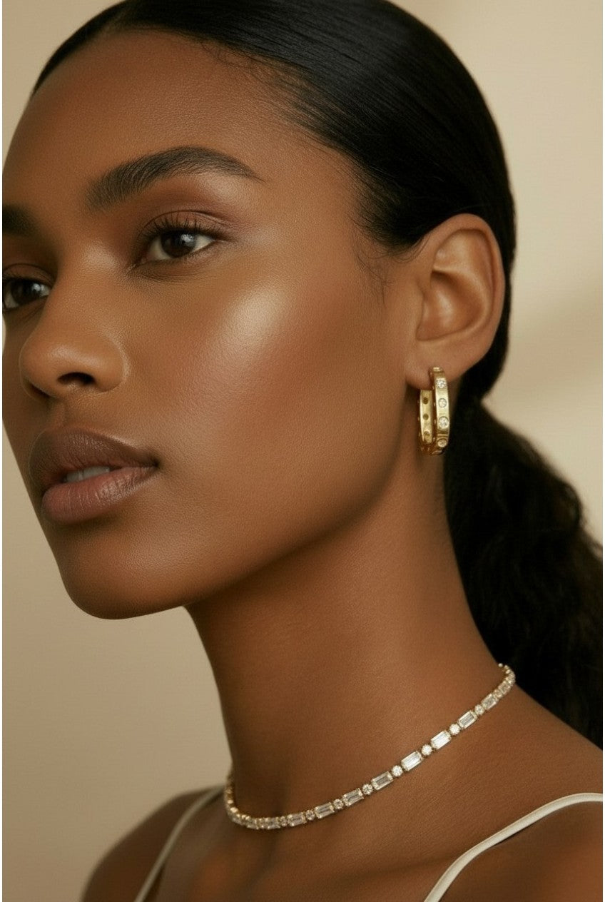 18k Gold Filled Large Rectangular Clicker Hoop Earrings | Modern Sparkle
