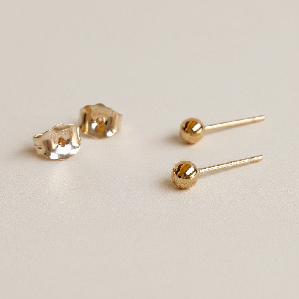 14k Gold Filled Sphere Stud Earrings | The Perfect Minimalist Basic