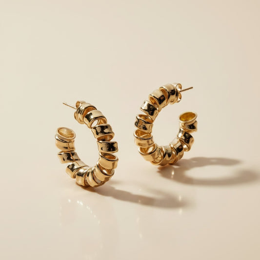 18k Gold Filled Medium Curly C-Hoop Earrings | Statement Day & Night