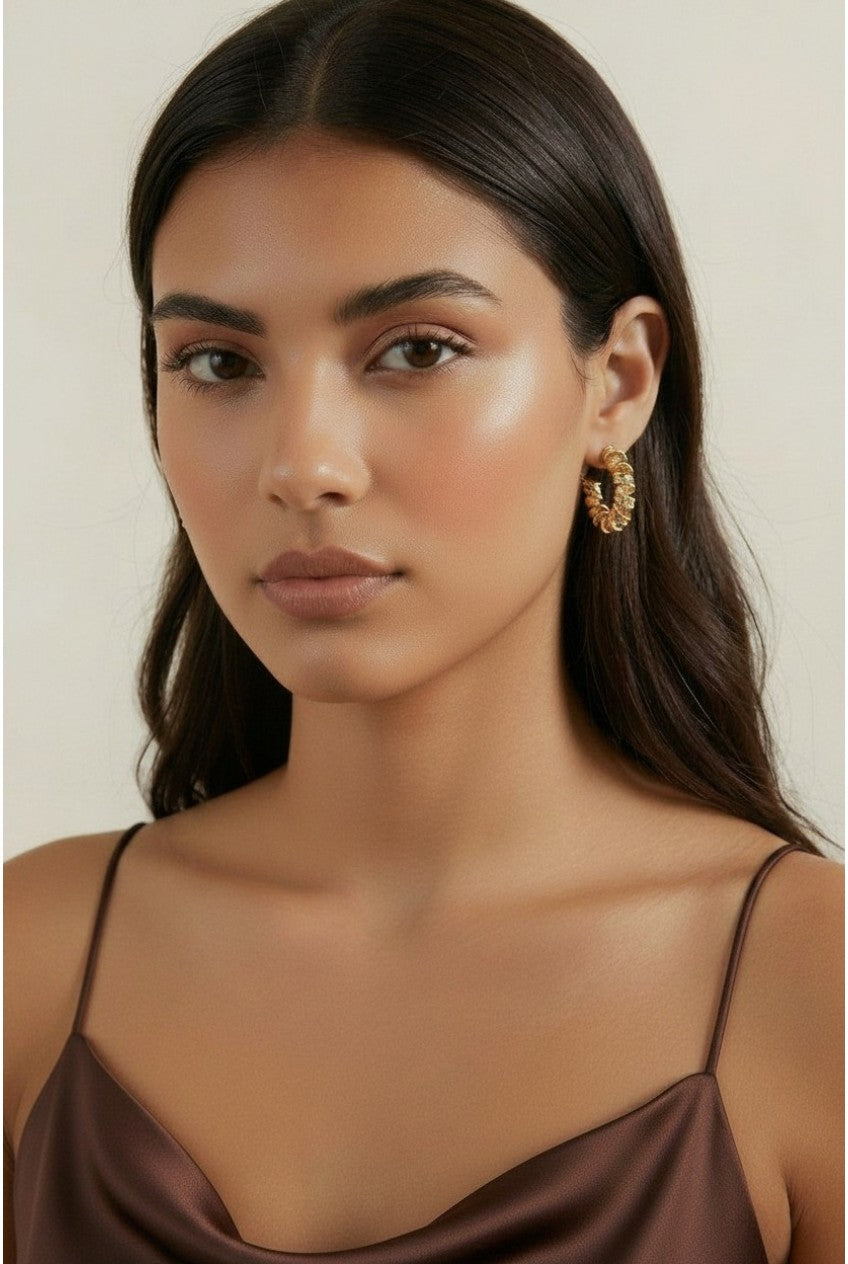 18k Gold Filled Medium Curly C-Hoop Earrings | Statement Day & Night