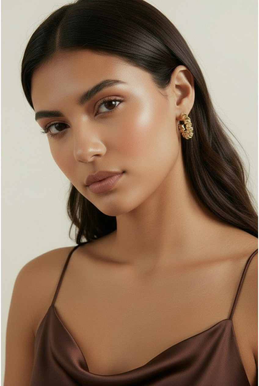 18k Gold Filled Medium Curly C-Hoop Earrings | Statement Day & Night
