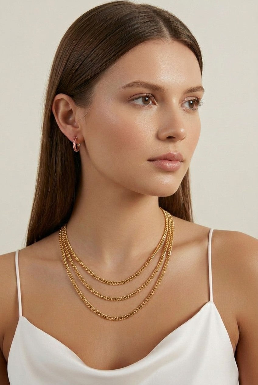 18k Gold Filled Double Curb Chain Necklace | 4mm Bold Everyday Style