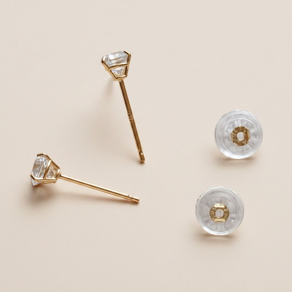 14k Solid Gold 4mm CZ Stud Earrings | Fine Jewelry for the Detail-Oriented
