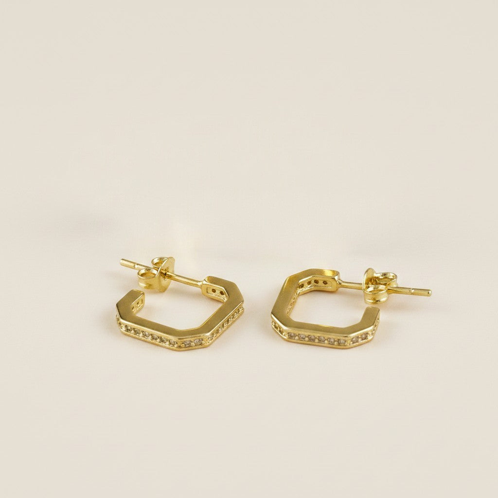 18k Gold Filled Square C-Hoop Earrings | Modern Geometry, Classic Elegance